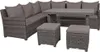 An outdoor lounge set with a sectional sofa, a table, and two ottomans, shown against a white background. Produktbild-Vorschau