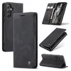 A collage of images showing a black leather phone case from different angles, including one with a phone inside and cards in the slots. Produktbild-Vorschau
