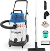 A wet and dry vacuum cleaner with its accessories, displayed on a white background. Produktbild-Vorschau