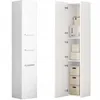 A white tall cabinet with multiple doors, showing the exterior and interior with storage boxes. Podgląd zdjęcia produktu
