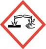 A hazard symbol indicating corrosive substances. Produktbild-Vorschau