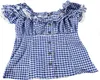 Trachtenbluse in blau - Bluse kariert - Gr. 44 Produktbild-Vorschau 1
