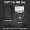 A flat lay image showing the contents of a product box, including a charger, cable, case, and adapters. Produktbild-Vorschau