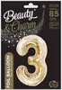 Pallone in foil, numero 3, oro, champagne, 85 cm Anteprima dell’immagine prodotto 3