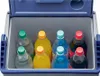 Several bottles of drinks inside an open cooler box. Produktbild-Vorschau