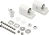 A collection of toilet seat hinges and mounting hardware, laid out on a white background. Produktbild-Vorschau