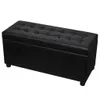 A black upholstered storage ottoman is shown against a white background. Podgląd zdjęcia produktu