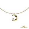 viva-adorno Edelstahl Damen Kette Halbmond Zirkonia Produktbild-Vorschau 2