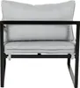 A front view of a gray outdoor lounge chair with a black metal frame. Produktbild-Vorschau