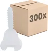 A white tile leveling spacer and a cardboard box with text are shown against a white background. Produktbild-Vorschau