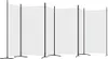 A white, room divider with multiple panels supported by black poles and stands. Voir les images du produit