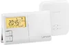 A white digital thermostat and its receiver unit are shown against a white background. Produktbild-Vorschau