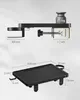 Diagrams showing the dimensions of a black bedside shelf with a clamp attachment and a weight capacity indicator. Produktbild-Vorschau
