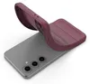 A burgundy phone case is shown partially covering a silver smartphone. Produktbild-Vorschau