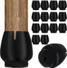 A product shot showing multiple black chair leg protectors and a close-up of one on a wooden table leg. Náhľad obrázku produktu