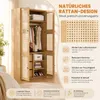 Armadio in rattan, pensile con appendiabiti e cassetti, Anteprima dell’immagine prodotto 4