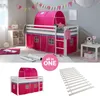 Homestyle4u Hochbett 90x200 mit Lattenrost Tunnel Vorhang Produktbild-Vorschau 1
