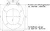 A technical drawing of a toilet seat with dimensions and mounting information. Produktbild-Vorschau