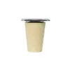 A single wooden furniture leg with a silver metal top, isolated on a white background. Voir les images du produit