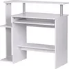 A white computer desk with a keyboard tray and shelves, shown against a white background. Produktbild-Vorschau