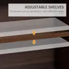 Close-up of adjustable shelves in a storage unit, with arrows indicating movement. Produktbild-Vorschau