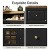Collage of close-up images showcasing the details of a black cabinet or sideboard. Produktbild-Vorschau