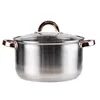 A stainless steel pot with gold-colored handles and a glass lid, shown against a white background. Náhľad obrázku produktu