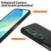 Close-up shots of a black phone case, highlighting its raised edges for camera and screen protection. Produktbild-Vorschau