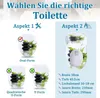 A collage of toilet seat shapes and dimensions, with decorative elements. Produktbild-Vorschau