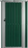 A front view of a green metal garden shed with a silver frame and door. Náhľad obrázku produktu
