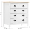 vidaXL Příborník Hill White 79x40x80 cm Borovicový masiv Náhled obrázku produktu 6