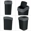 A collage of four images showing a black trash can with a gray lid from different angles. Podgląd zdjęcia produktu