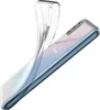 A clear, studio shot of a transparent phone case being placed onto a smartphone. Produktbild-Vorschau