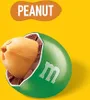 A close-up of a green M&M with a peanut inside, against a yellow background. Náhľad obrázku produktu
