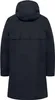 The back view of a dark navy hooded parka jacket. Produktbild-Vorschau