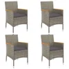 vidaXL 5-tlg. Garten-Essgruppe mit Kissen Grau Poly Rattan Produktbild-Vorschau 4