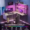 AIORBER Scrivania da gaming a forma di L 148 cm con Anteprima dell’immagine prodotto 3