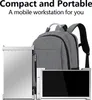 A laptop, a portable monitor, and a backpack are displayed together, suggesting a mobile workstation setup. Produktbild-Vorschau