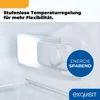 Close-up view of a refrigerator's internal temperature control dial and LED light. Produktbild-Vorschau