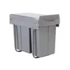 A gray pull-out trash bin with two compartments, shown against a white background. Produktbild-Vorschau