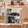 A kitchen island with open cabinets displaying various kitchenware. Náhľad obrázku produktu