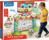 A child playing with a baby soccer goal toy on its packaging. Produktbild-Vorschau