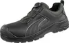 A single black safety shoe with green accents is shown against a white background. Produktbild-Vorschau