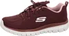 A side view of a burgundy Skechers athletic shoe with a white sole and pink accents. Náhľad obrázku produktu