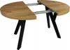 A round dining table with an extension mechanism, shown from a slightly elevated side angle against a white background. Náhled obrázku produktu