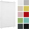 A white pleated blind is shown against a white background, with a grid of color swatches to the right. Produktbild-Vorschau