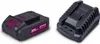A black battery and charger for a power tool are shown on a white background. Produktbild-Vorschau