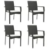 vidaXL Gartenstühle mit Kissen 4 Stk. Poly Rattan Schwarz - Produktbild-Vorschau 3