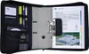 An open black binder organizer with various office supplies and documents inside. Náhľad obrázku produktu