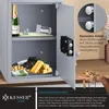 An open safe filled with valuables and promotional text. Produktbild-Vorschau
